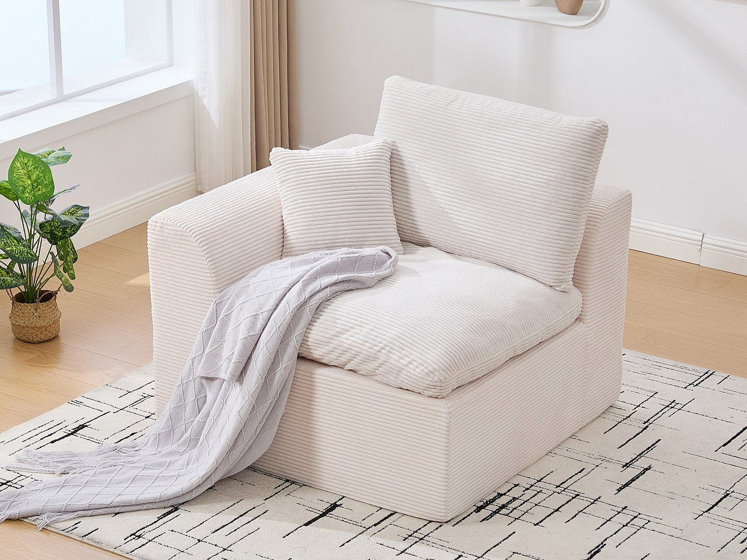 Canapé modulable beige tissu