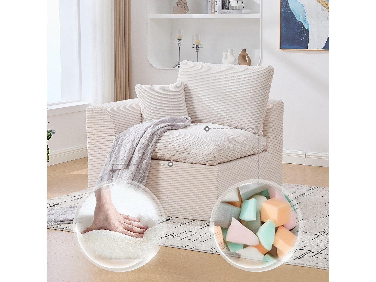 Canapé modulable beige tissu