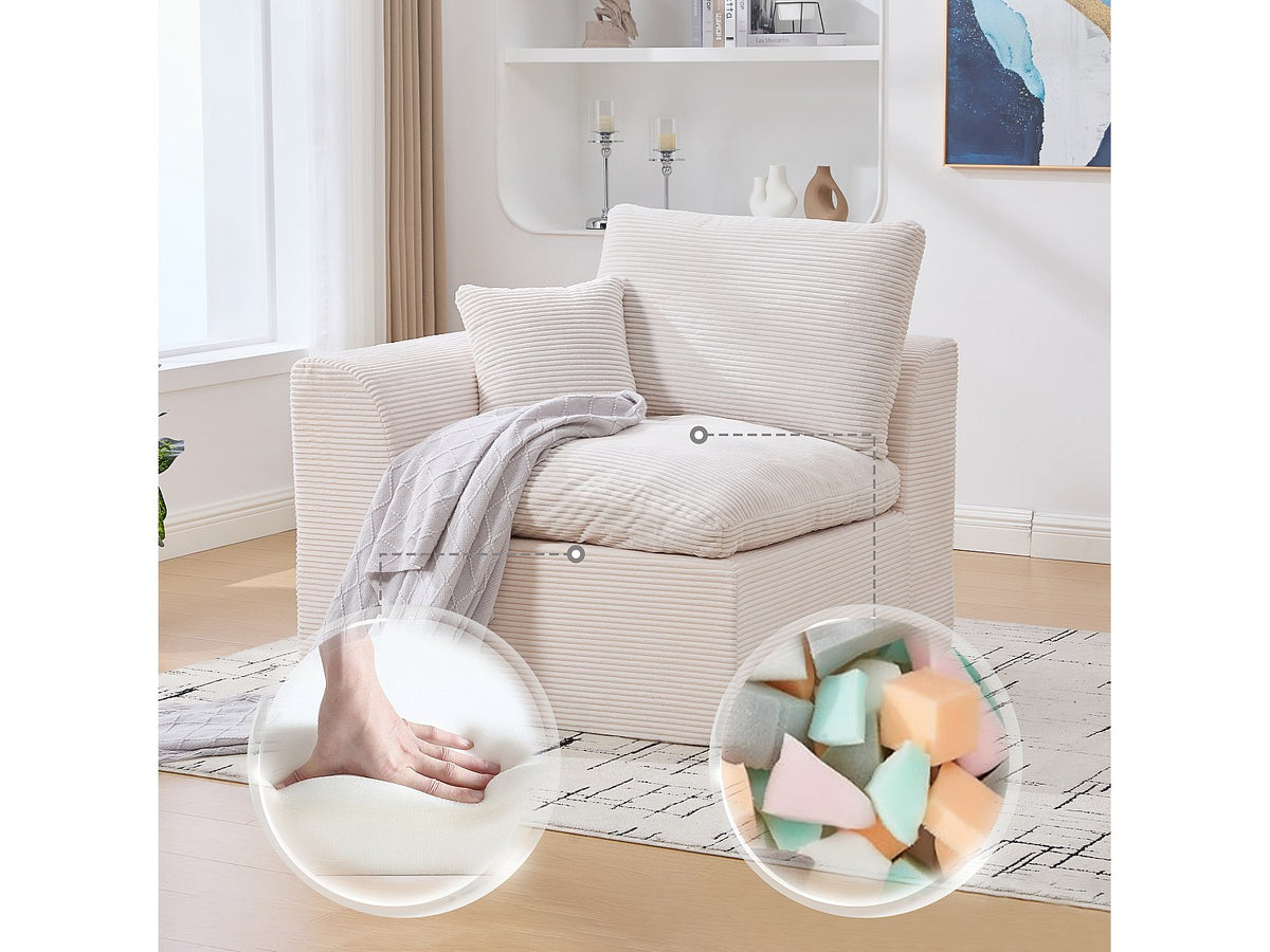 Canapé modulable 2 places beige tissu