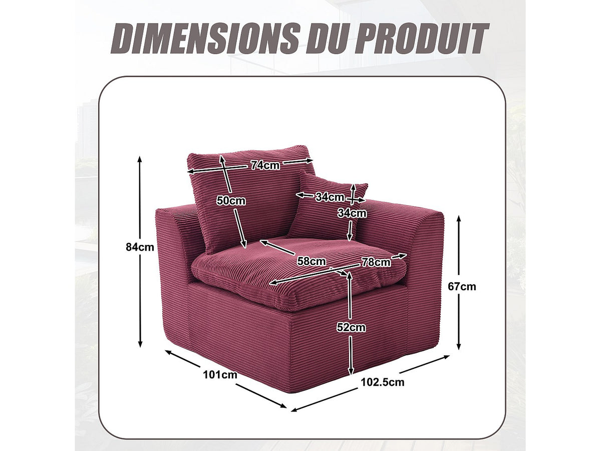 Canapé modulable violet tissu