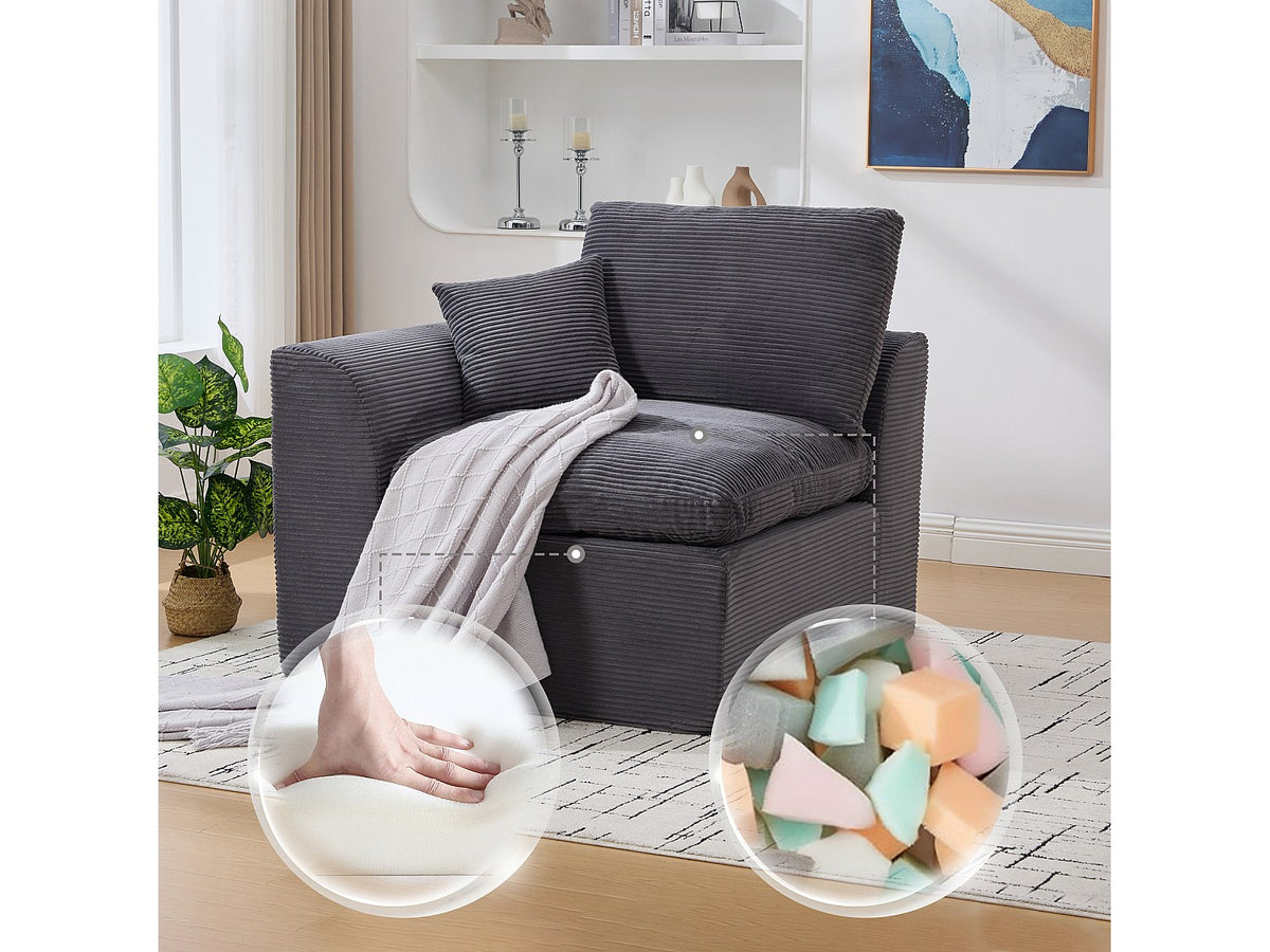 Canapé modulable 2 places gris tissu