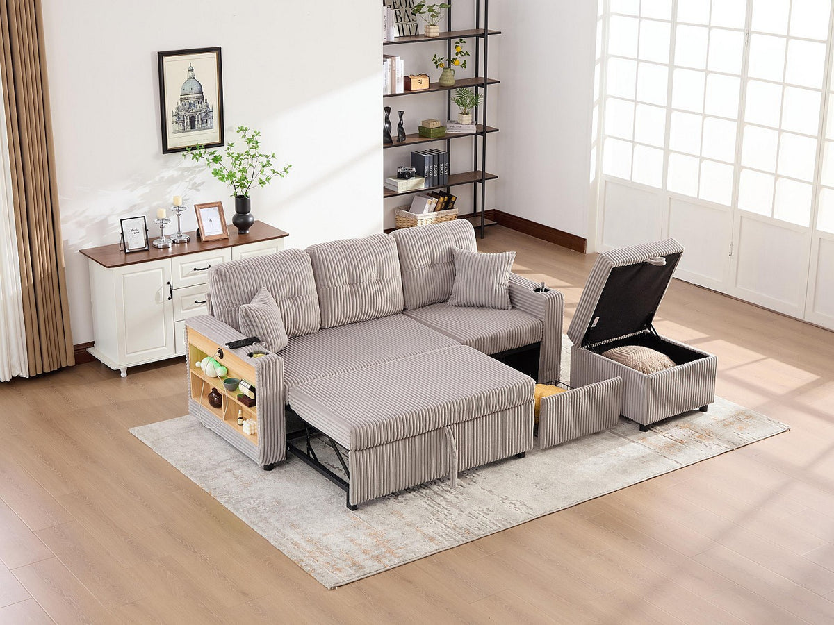 Angle pour canapé modulable convertible 3 places gris tissu - Allurex