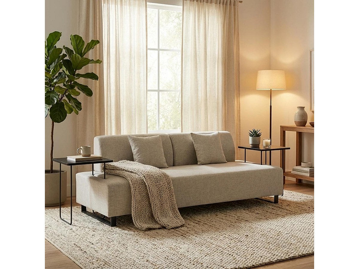 Canapé modulable 3 places beige tissu