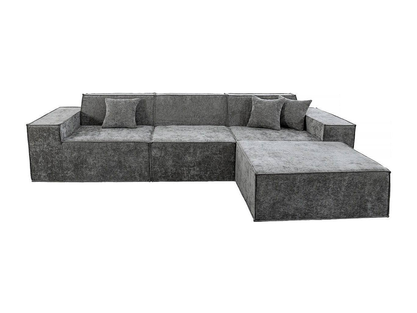 Canapé modulable 4 places gris tissu