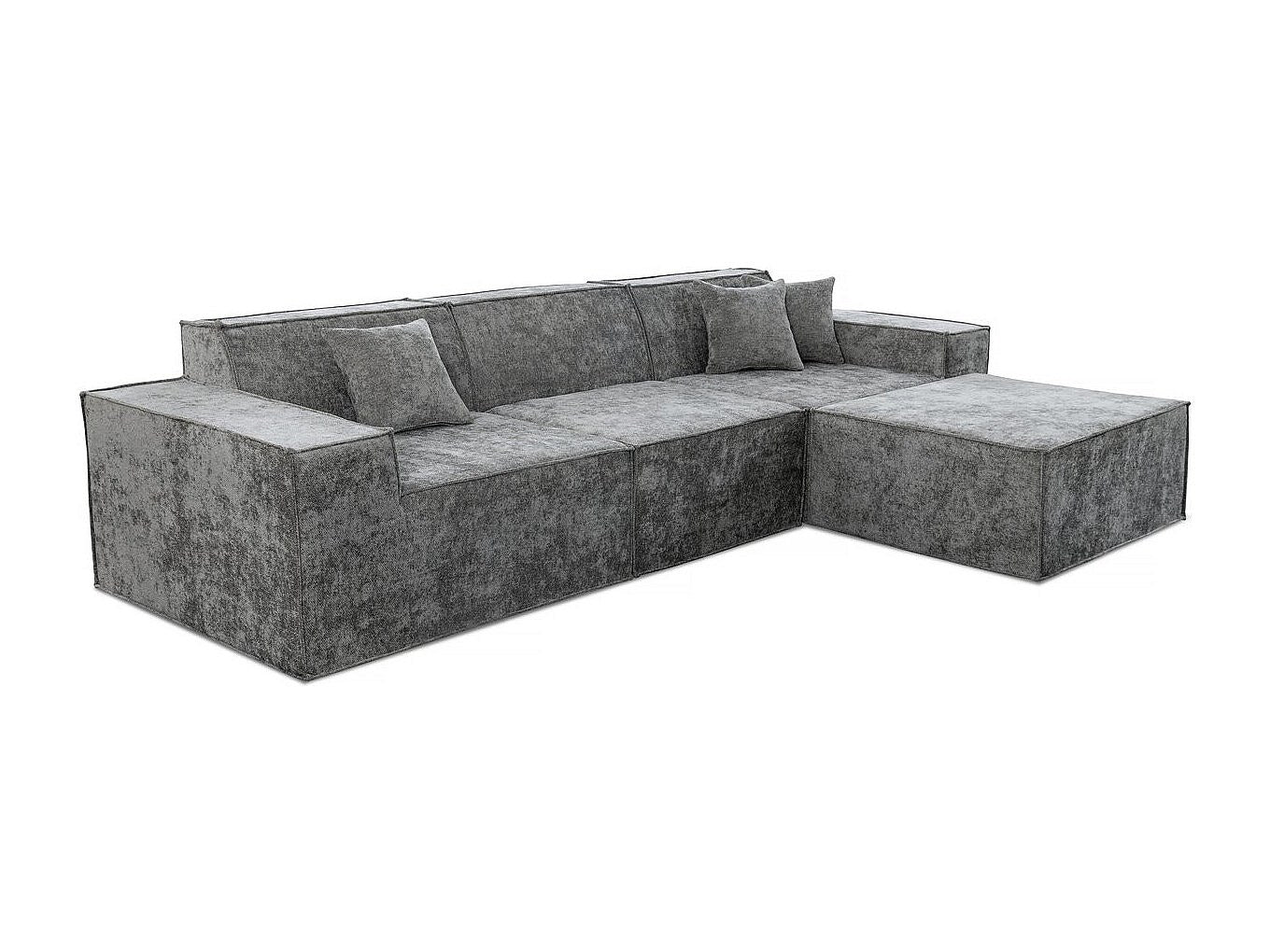 Canapé modulable 4 places gris tissu