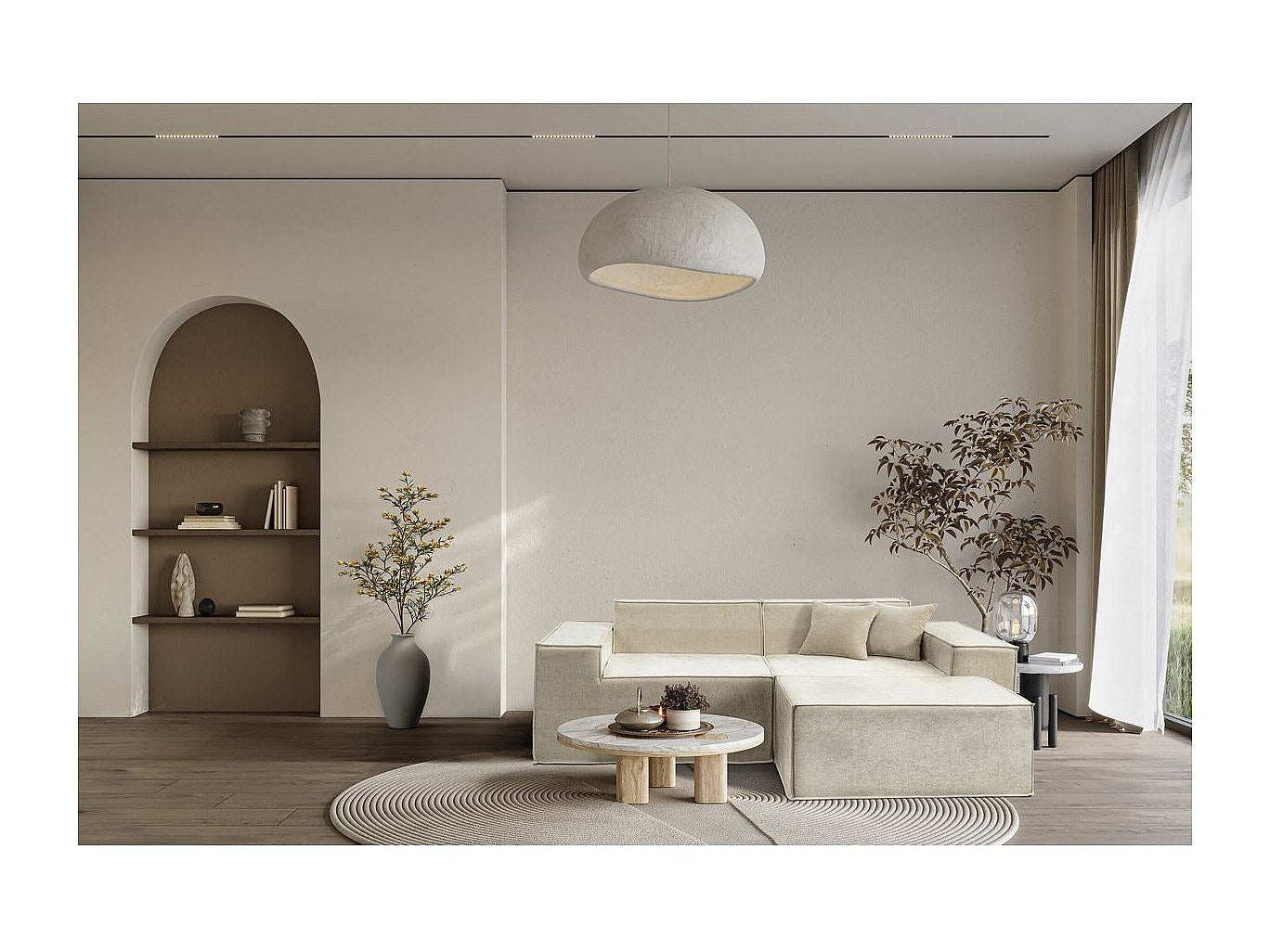 Canapé modulable 3 places beige tissu