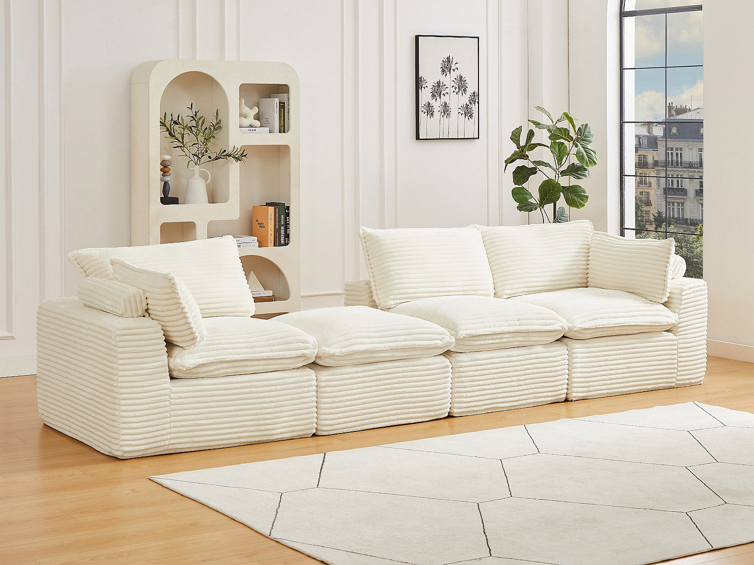 Angle pour canapé modulable beige velours