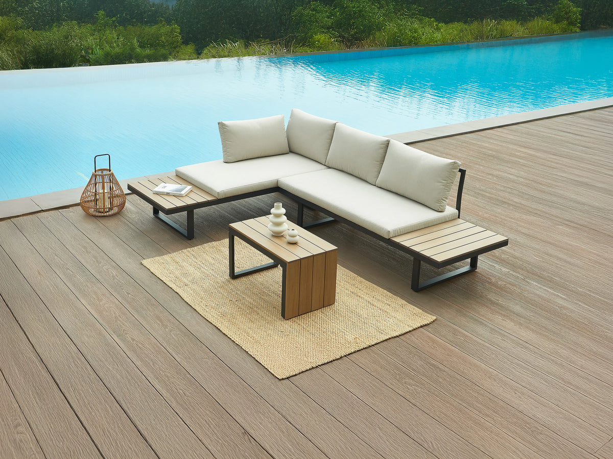 Canapé Modulable Extérieur 4 Places Aluminium Anthracite - BAMBAÏA - vue 1