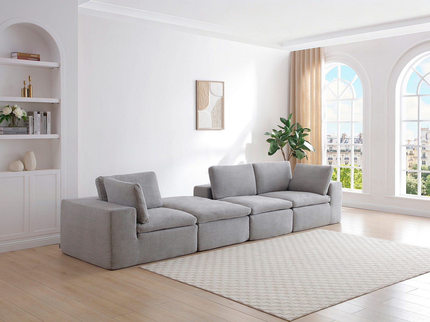 Angle pour canapé modulable gris tissu