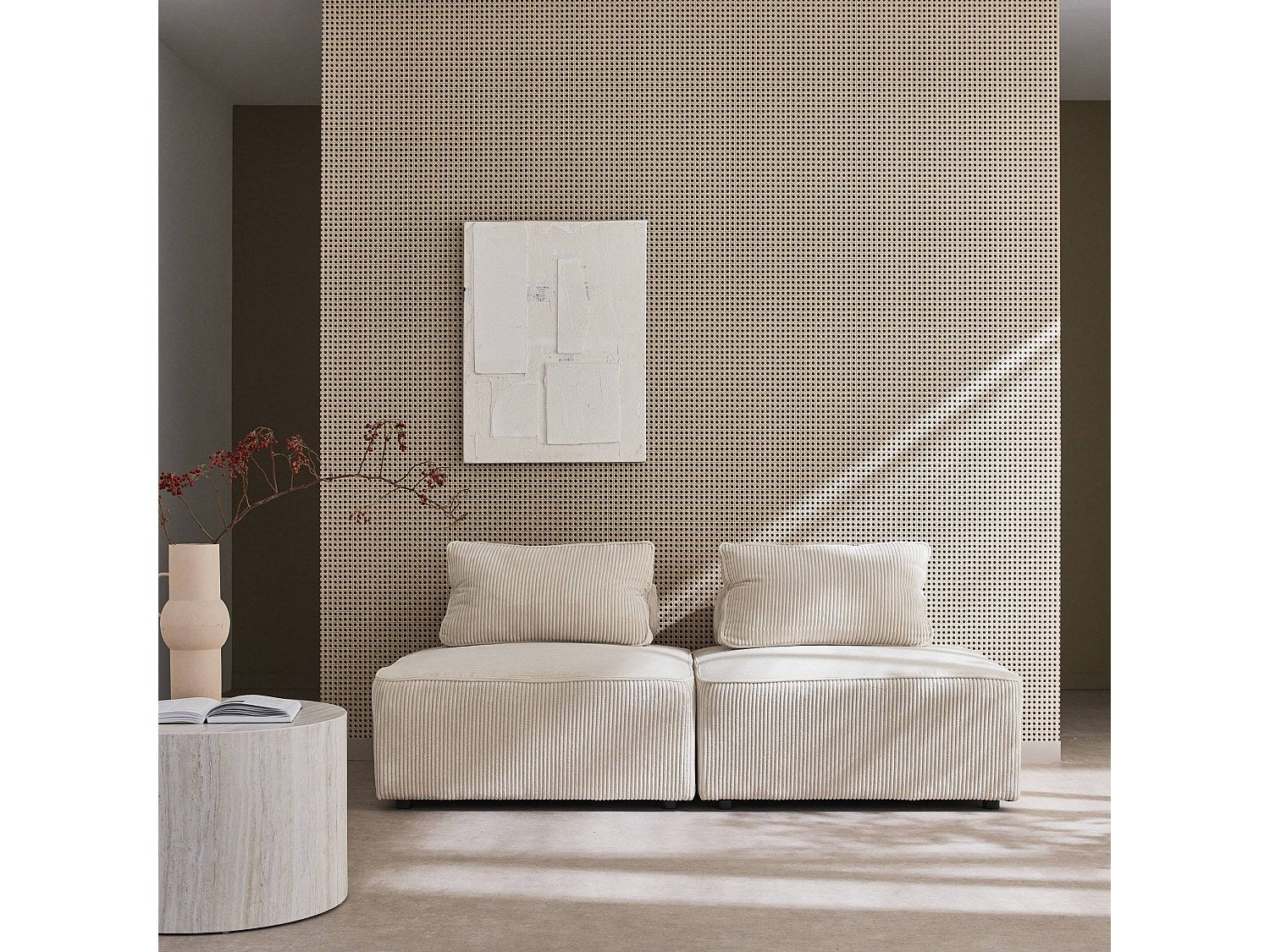 Chauffeuse modulable beige velours