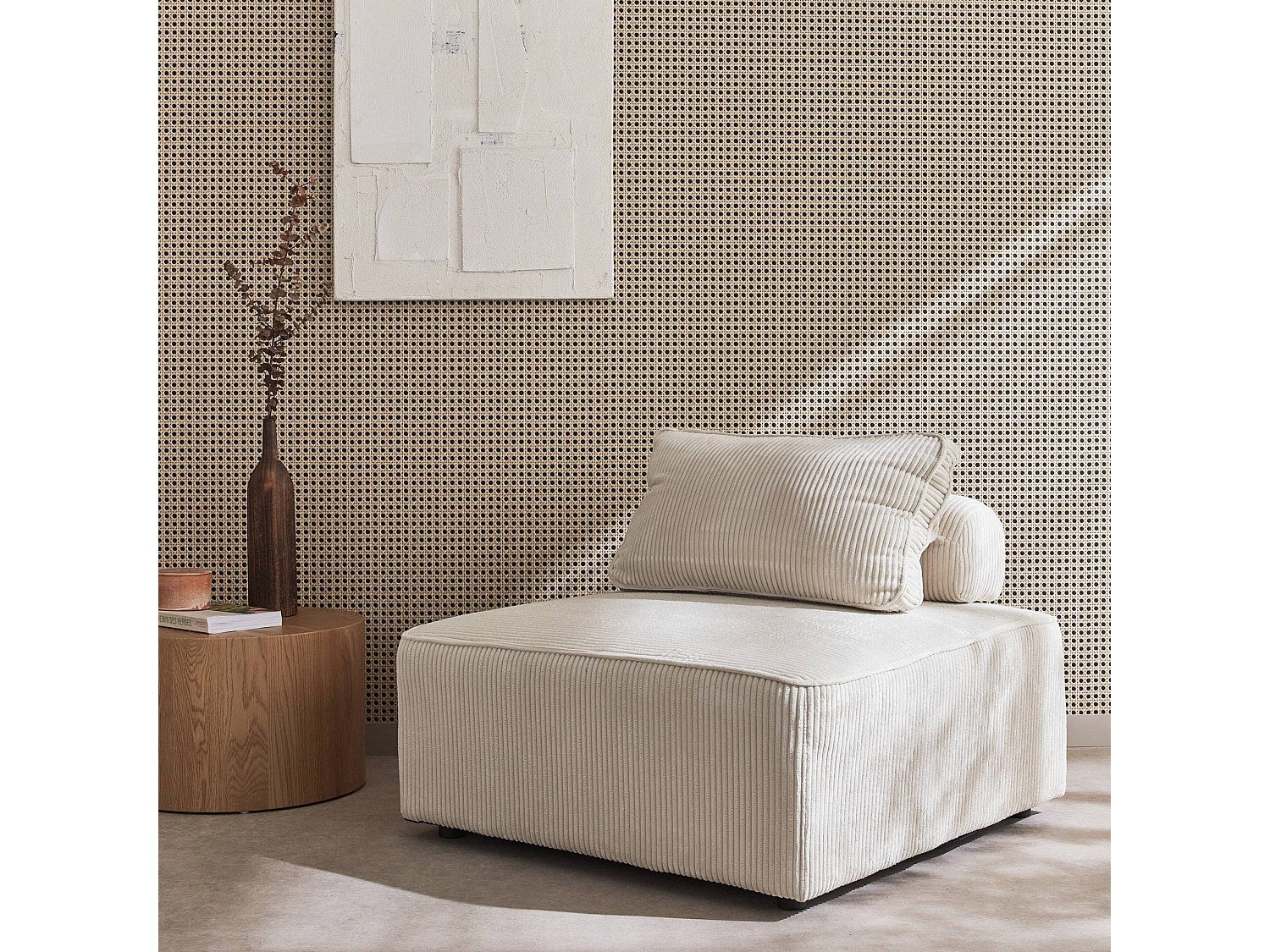 Chauffeuse modulable beige velours