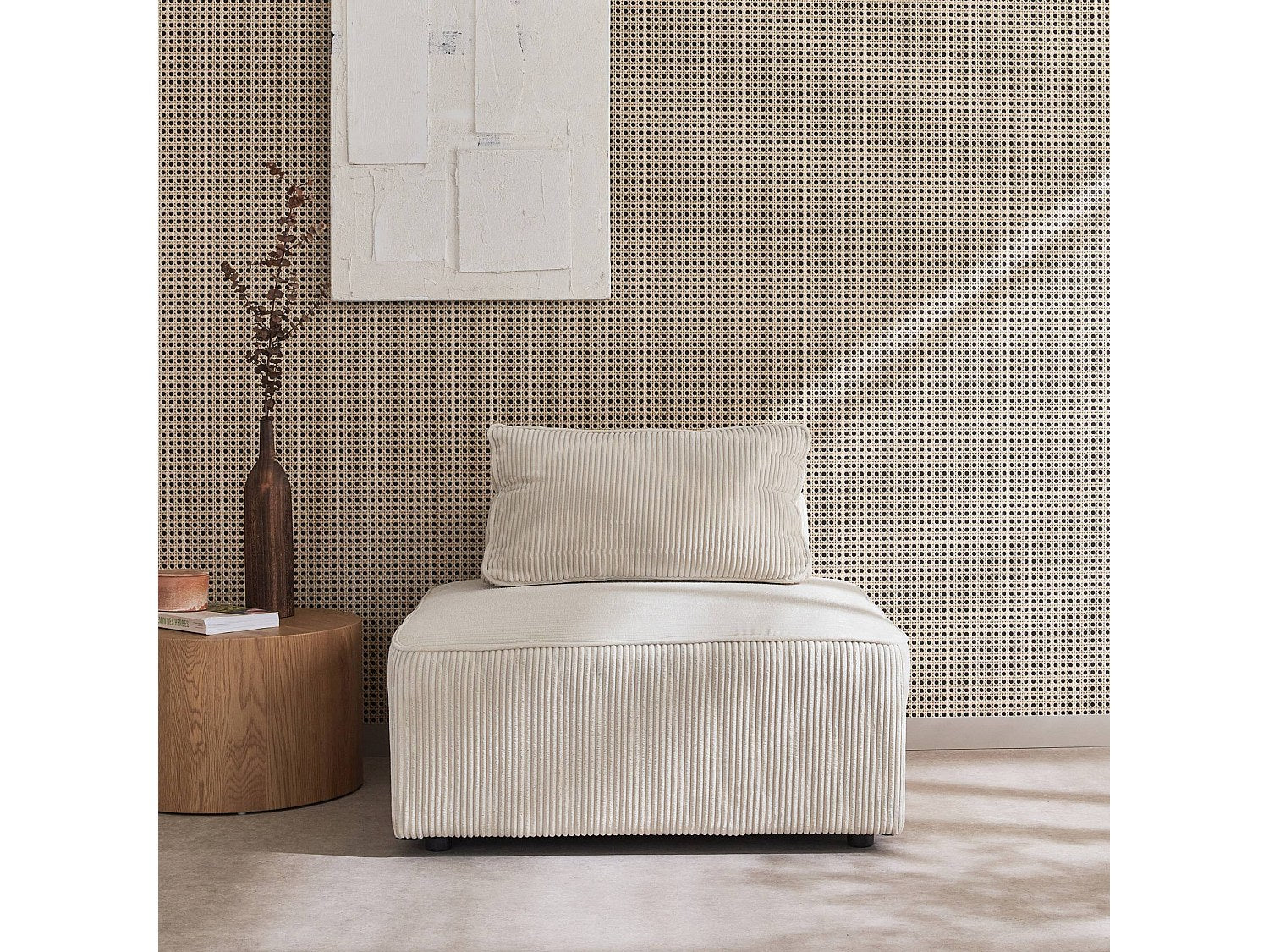 Chauffeuse modulable beige velours