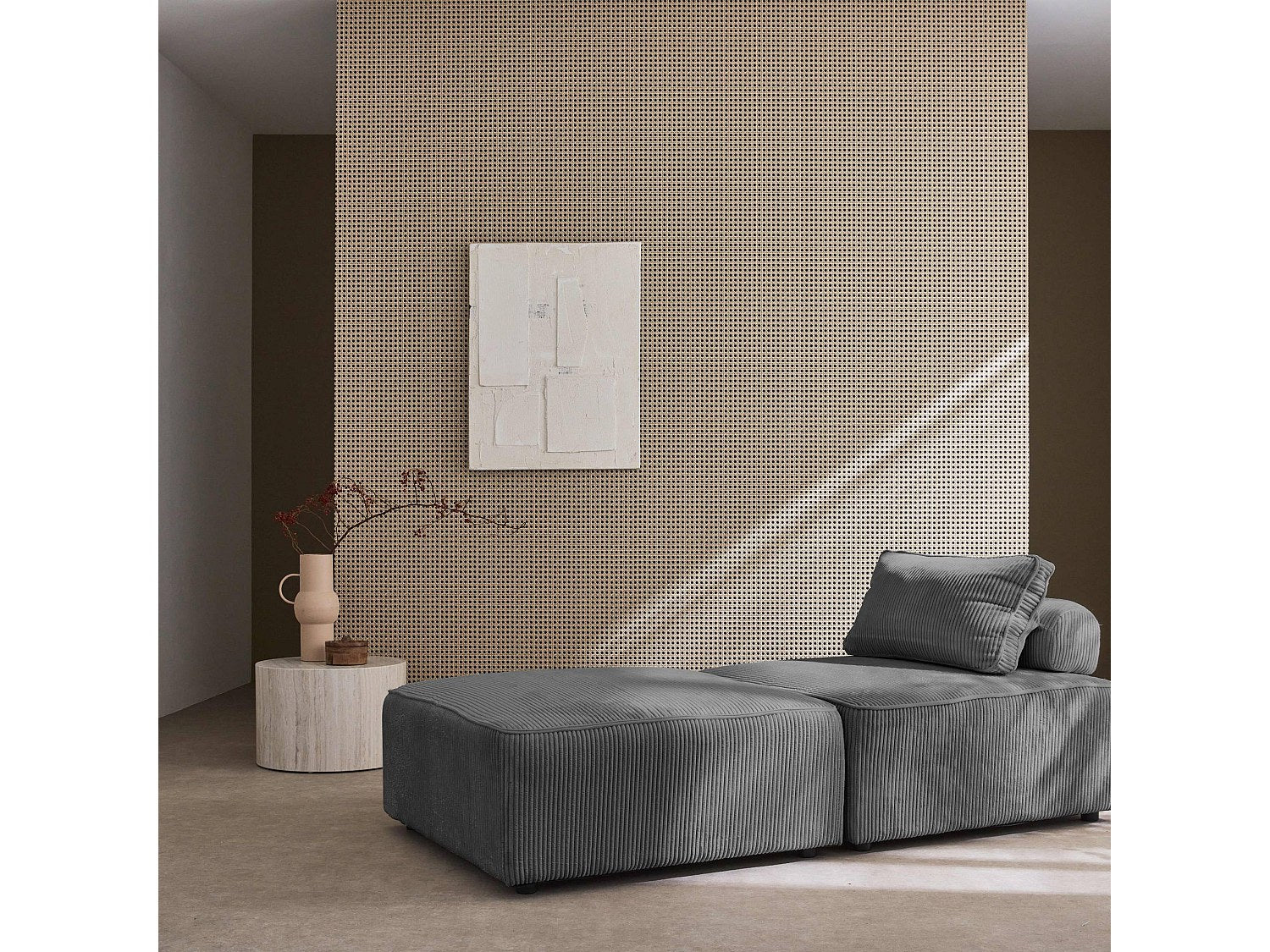 Chauffeuse modulable gris velours