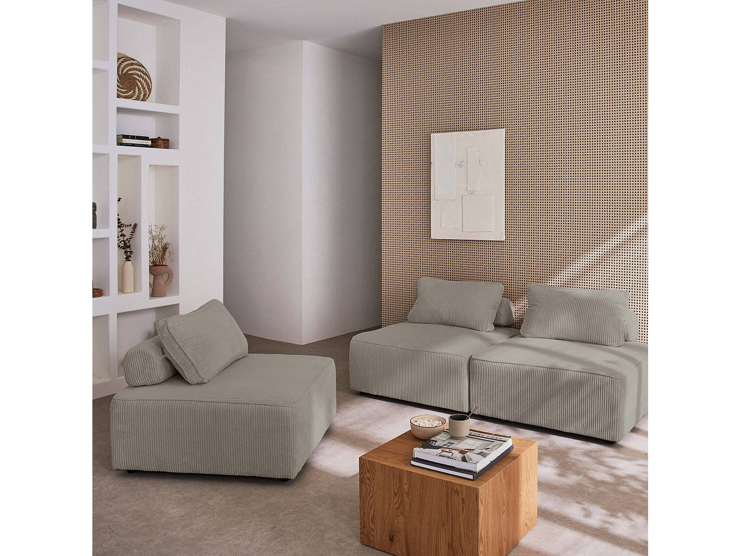 Chauffeuse modulable gris velours