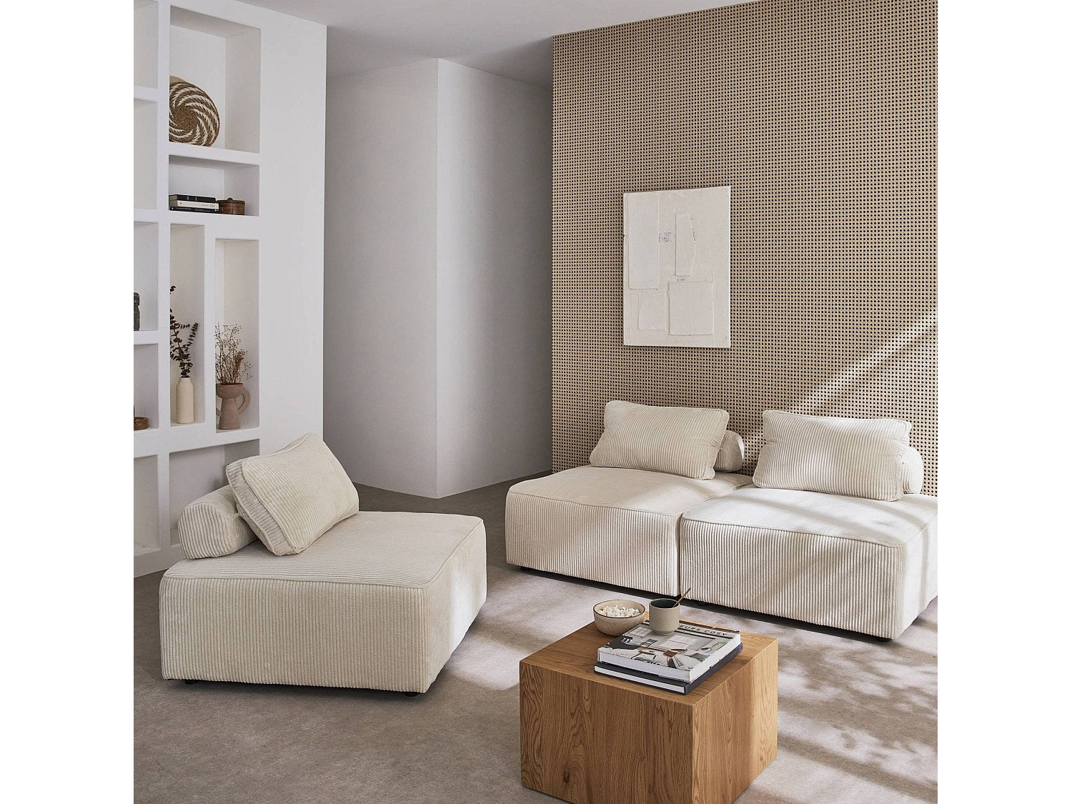 Chauffeuse modulable beige velours