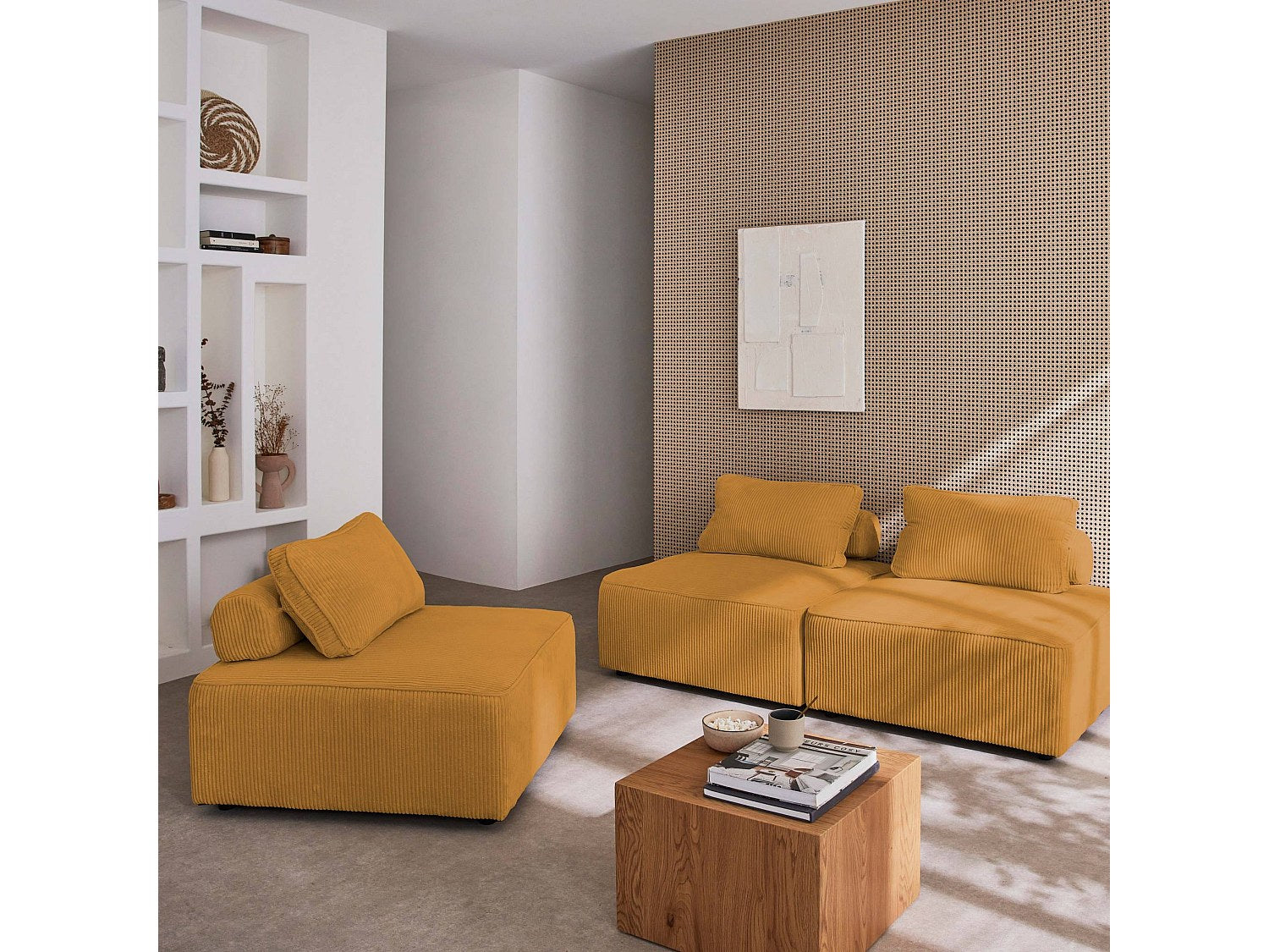 Chauffeuse modulable jaune velours