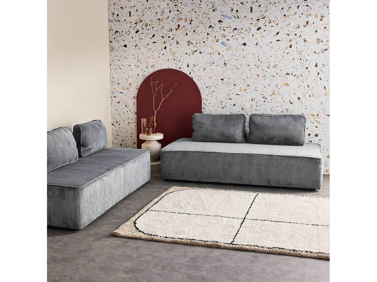 Chauffeuse modulable 2 places gris velours