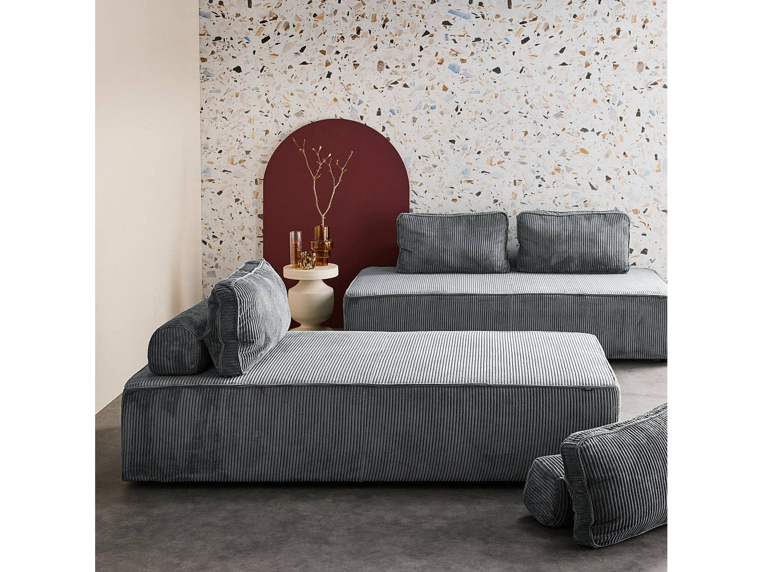 Chauffeuse modulable 2 places gris velours