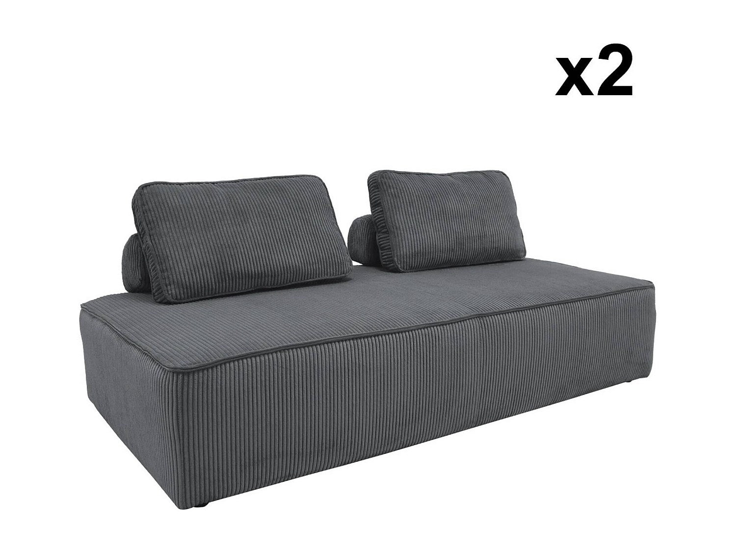 Chauffeuse modulable 2 places gris velours