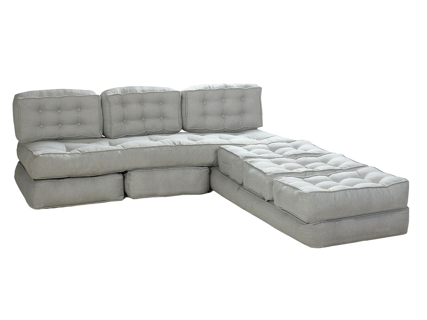 Canapé modulable convertible gris tissu