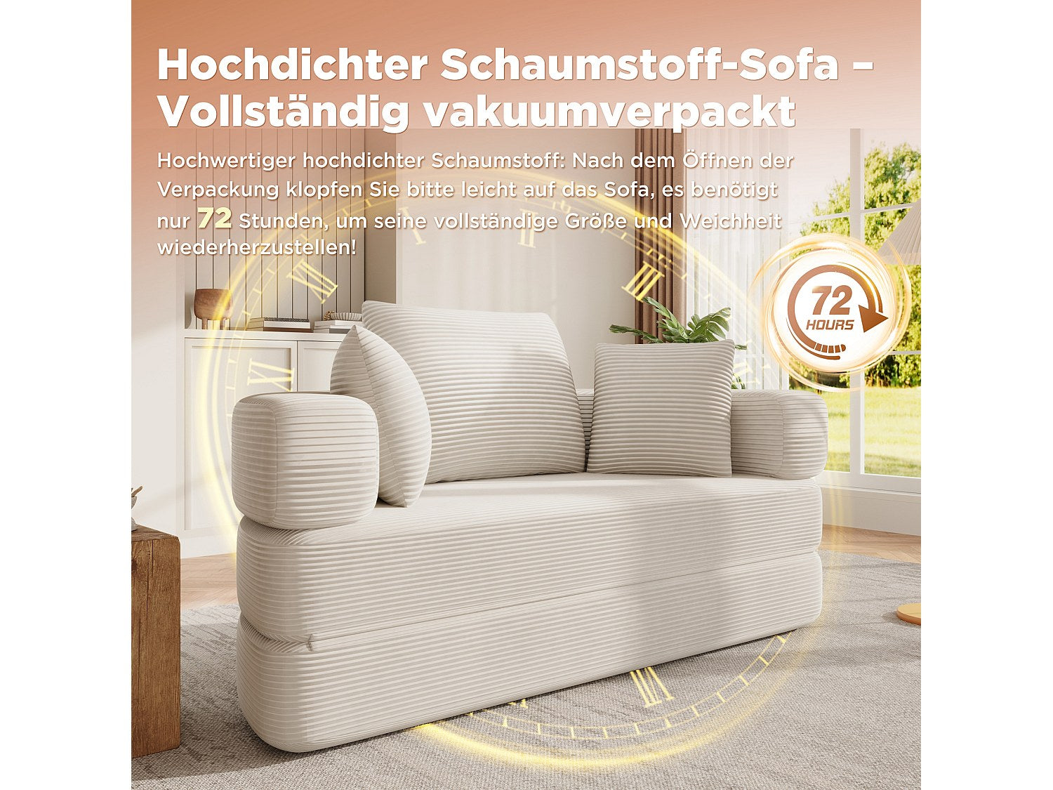 Canapé modulable convertible beige velours
