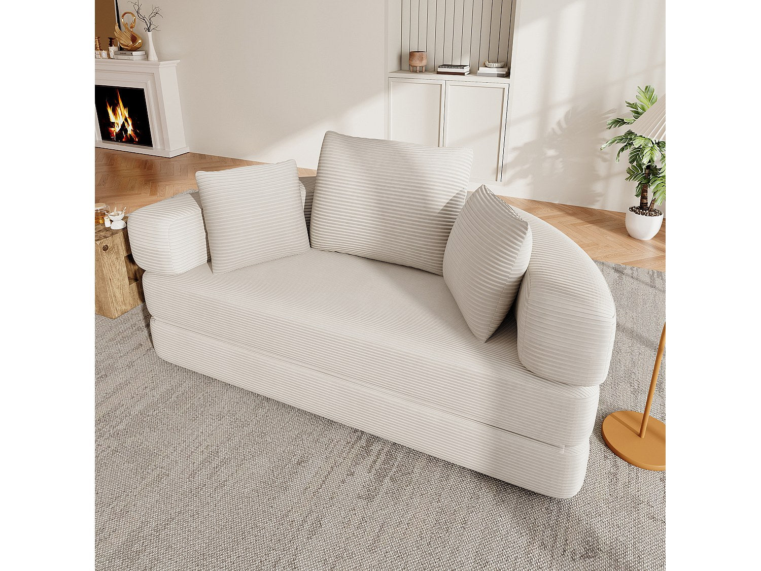 Canapé modulable convertible beige velours