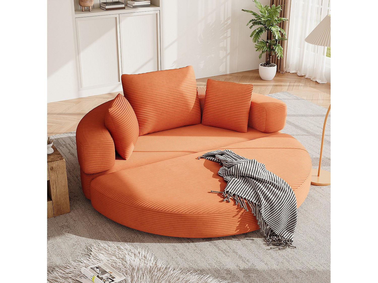 Canapé modulable convertible orange velours