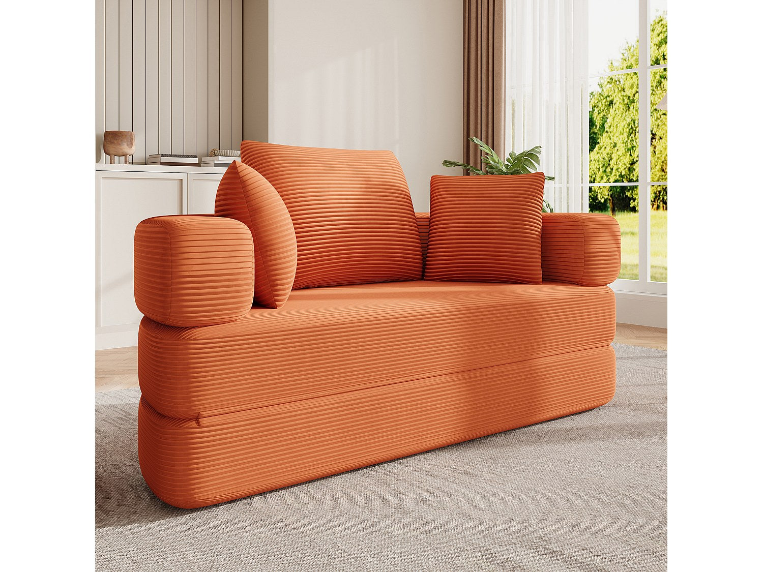 Canapé modulable convertible orange velours