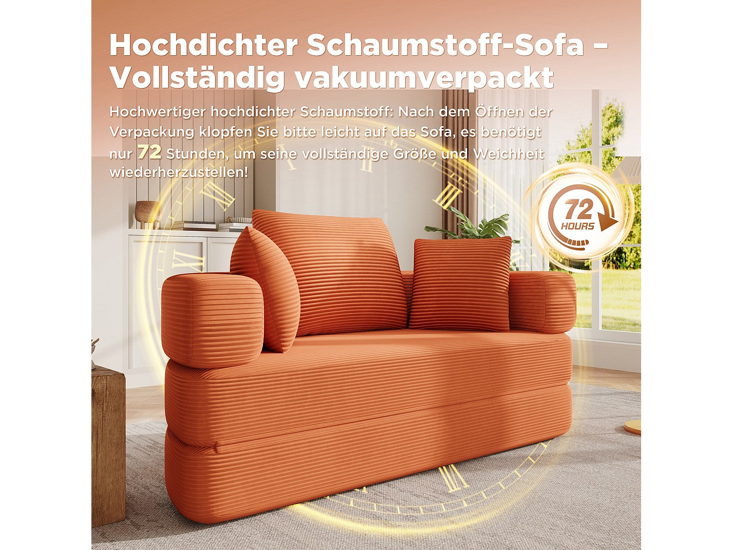 Canapé modulable convertible orange velours