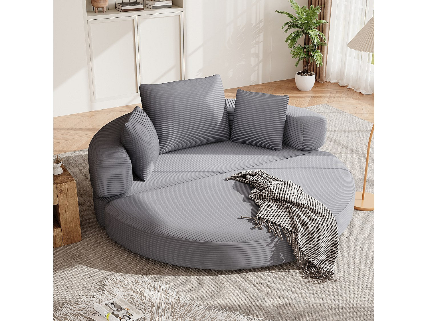 Canapé modulable convertible gris velours