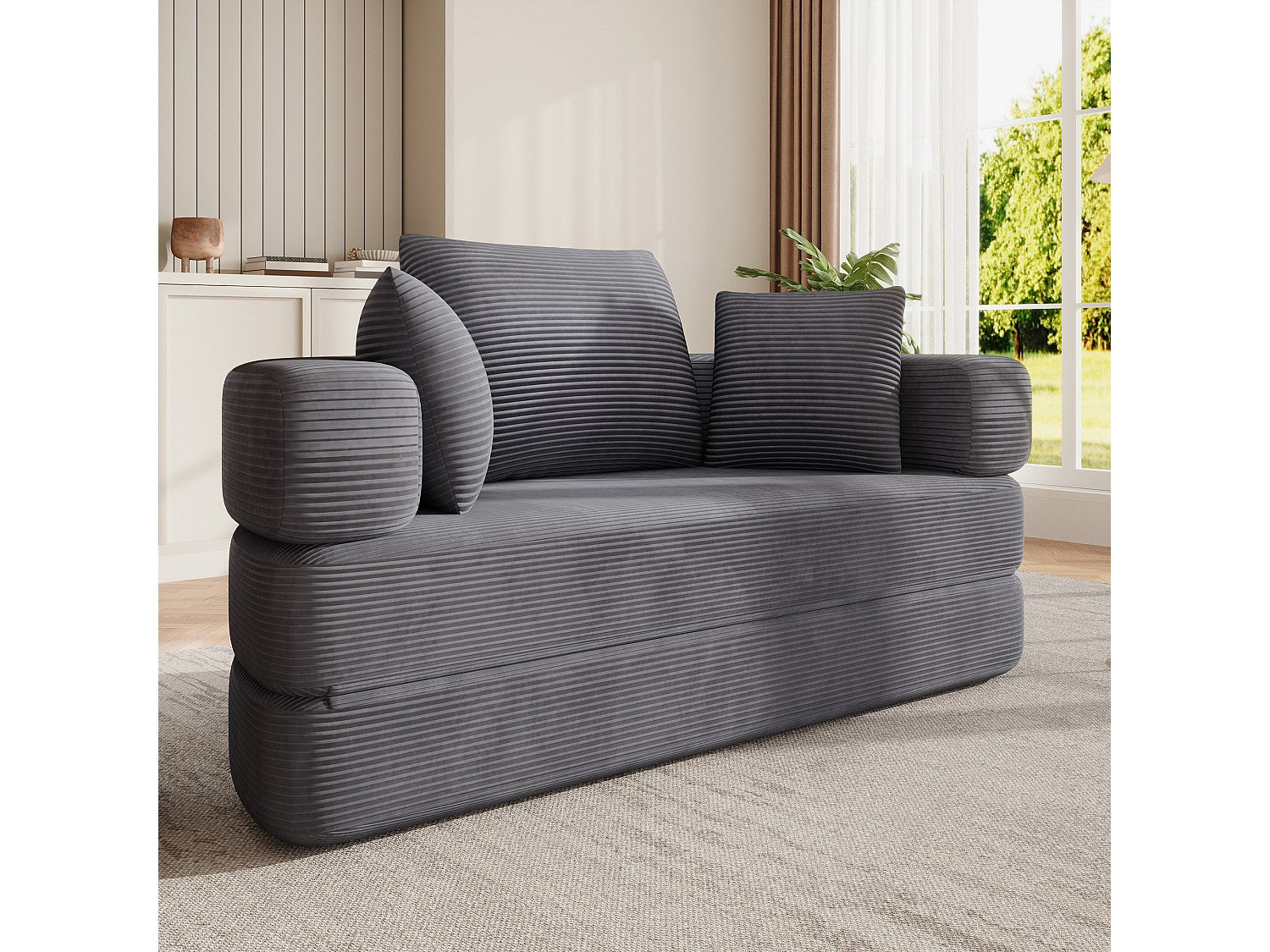 Canapé modulable convertible gris velours