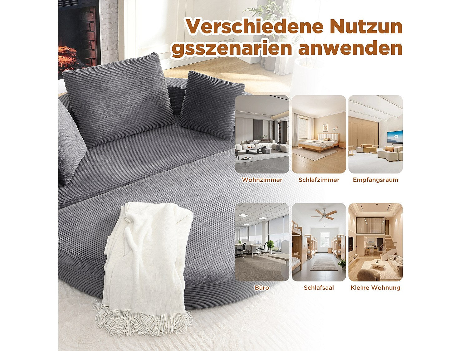 Canapé modulable convertible gris velours