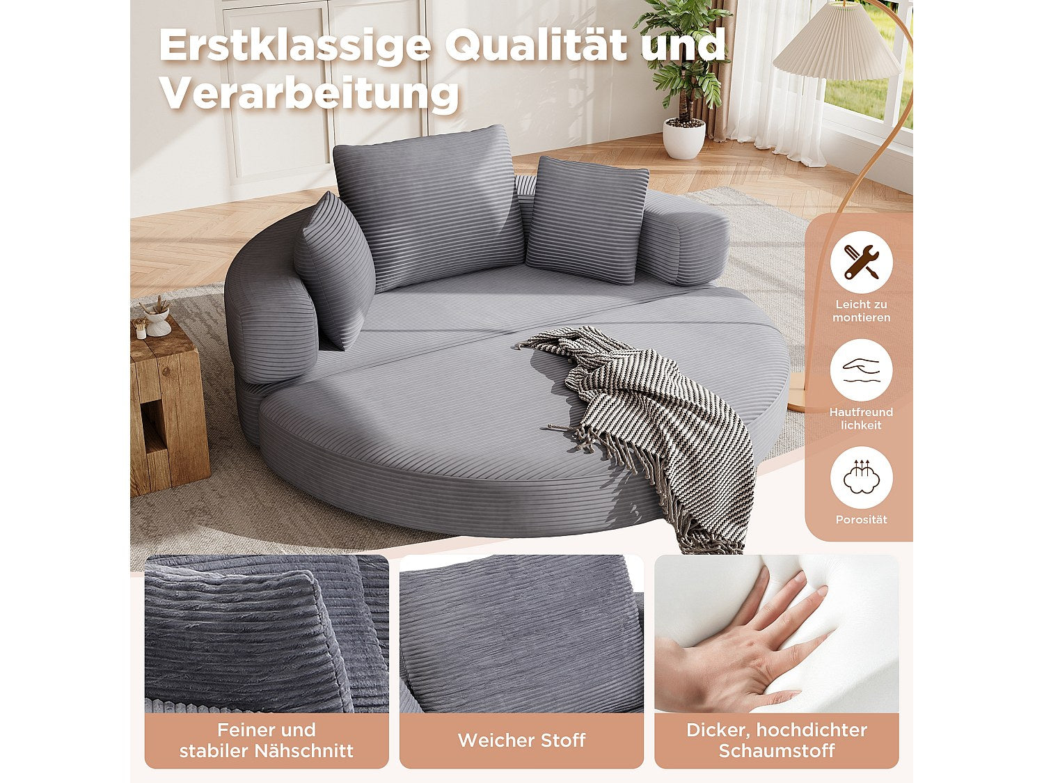 Canapé modulable convertible gris velours