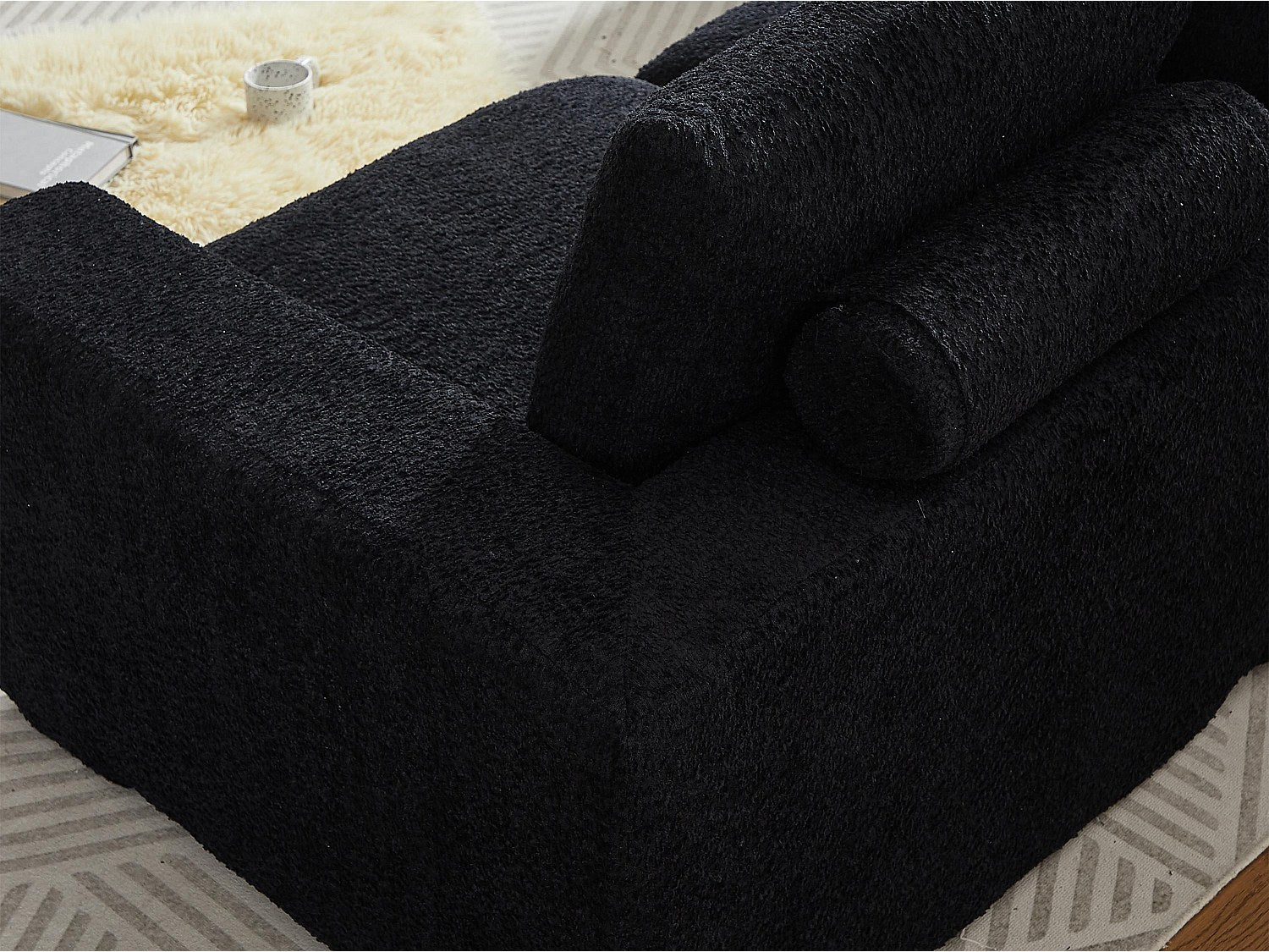 Angle pour canapé modulable 6 places noir tissu
