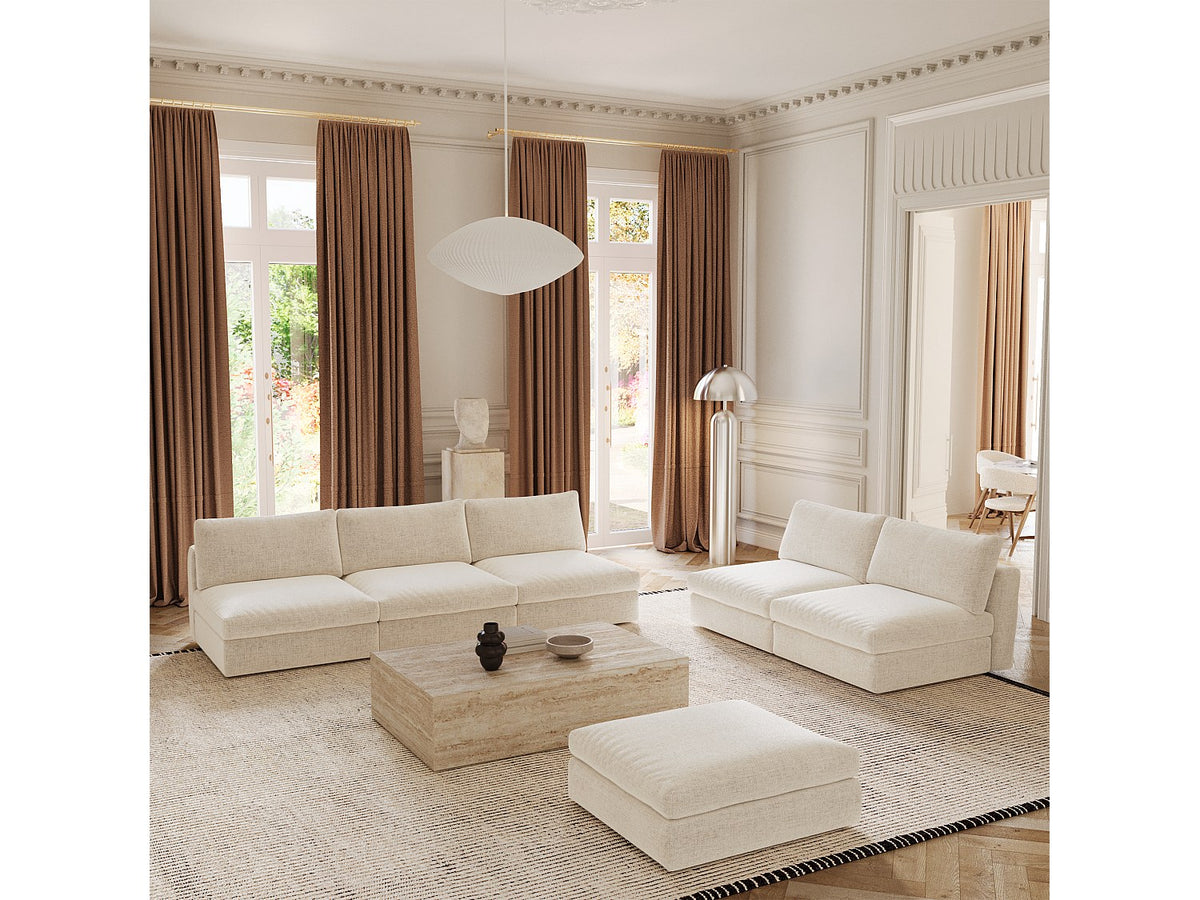 Canapé modulable 3 places beige tissu