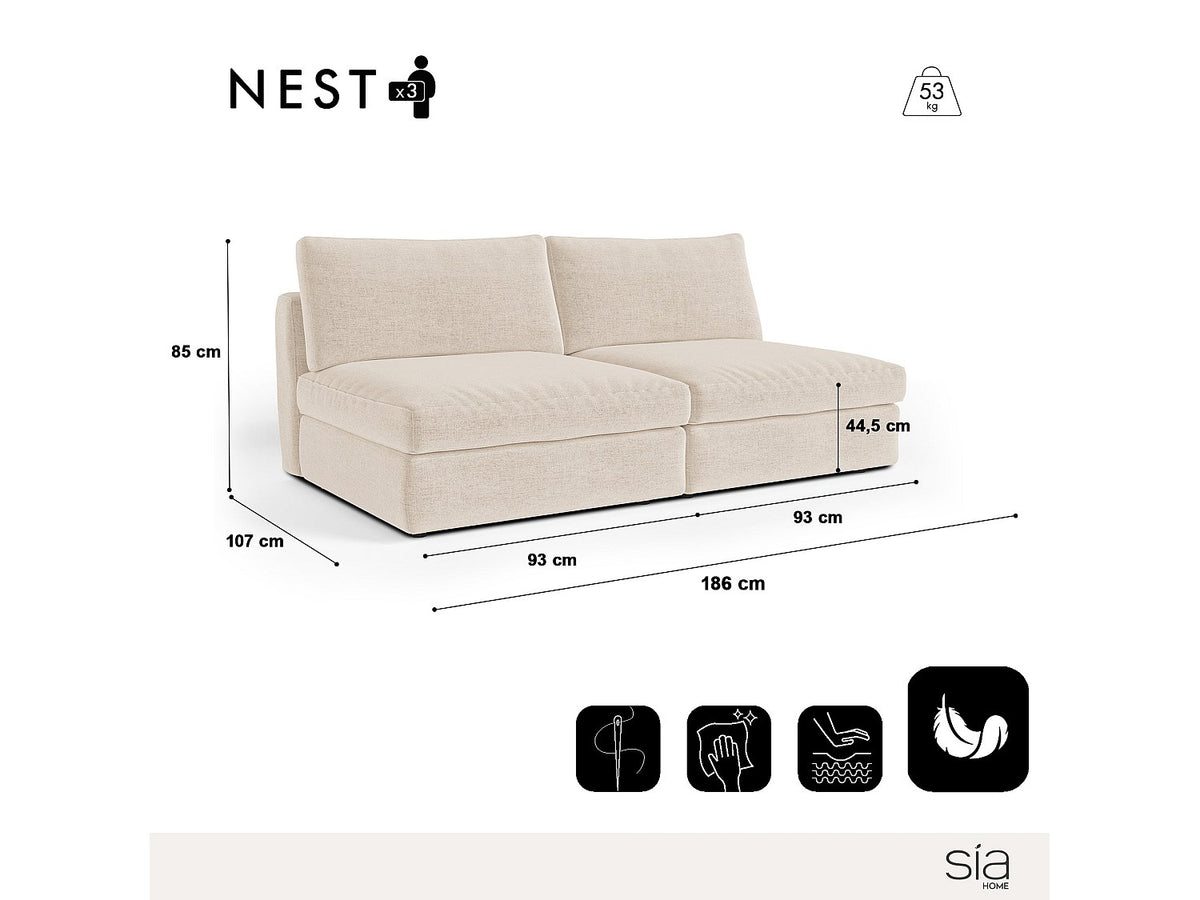 Canapé modulable 3 places beige tissu