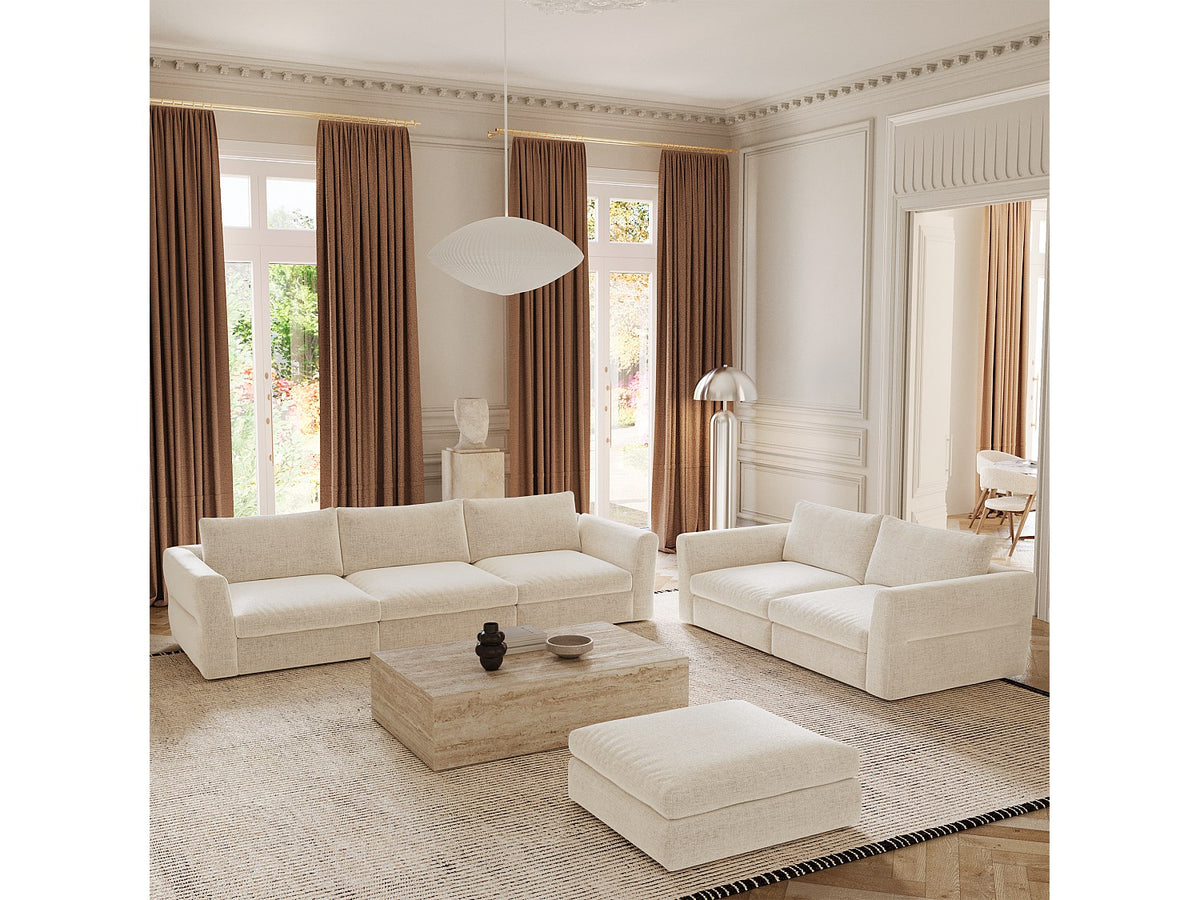 Canapé modulable 5 places beige tissu