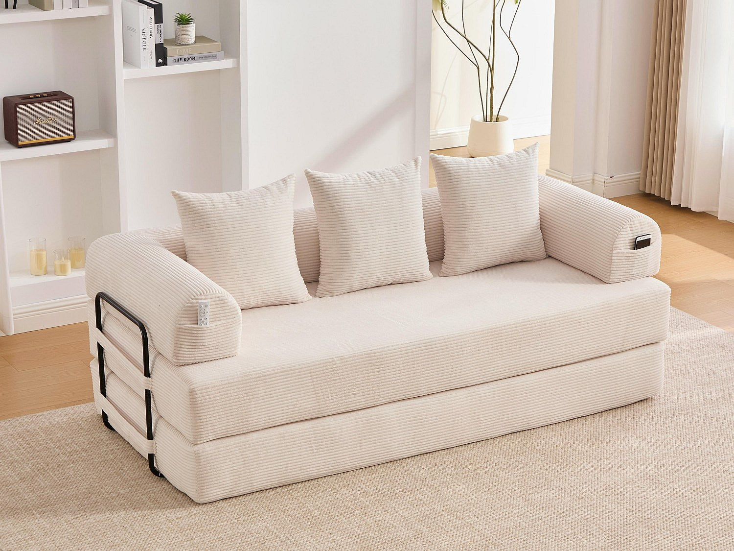 Canapé modulable beige tissu