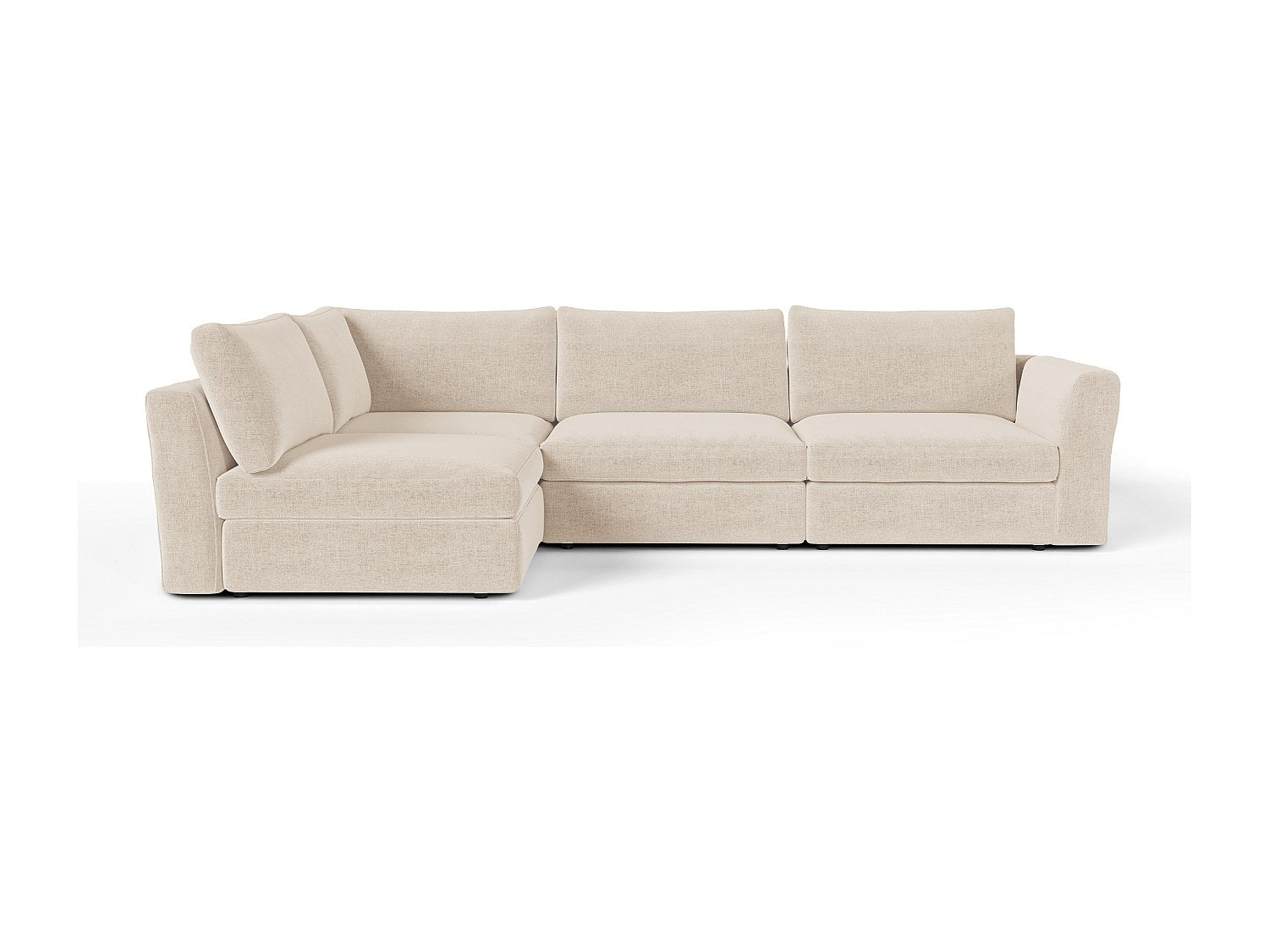 Canapé modulable 6 places beige tissu