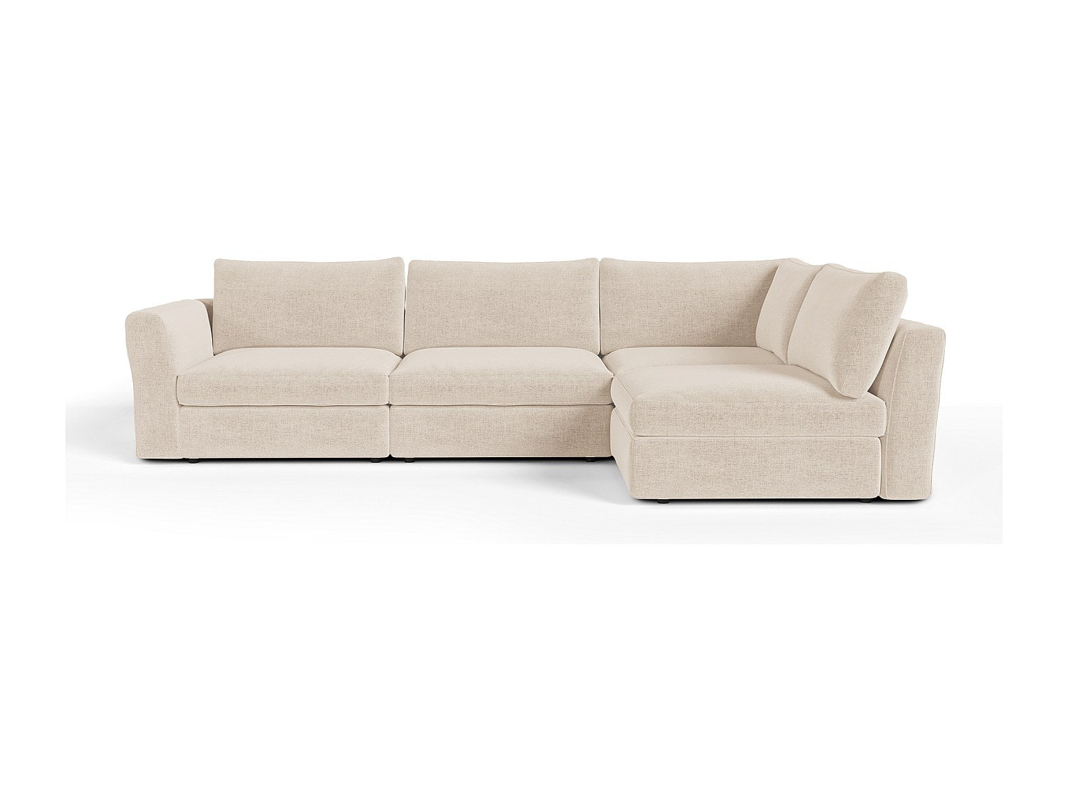 Canapé modulable 6 places beige tissu