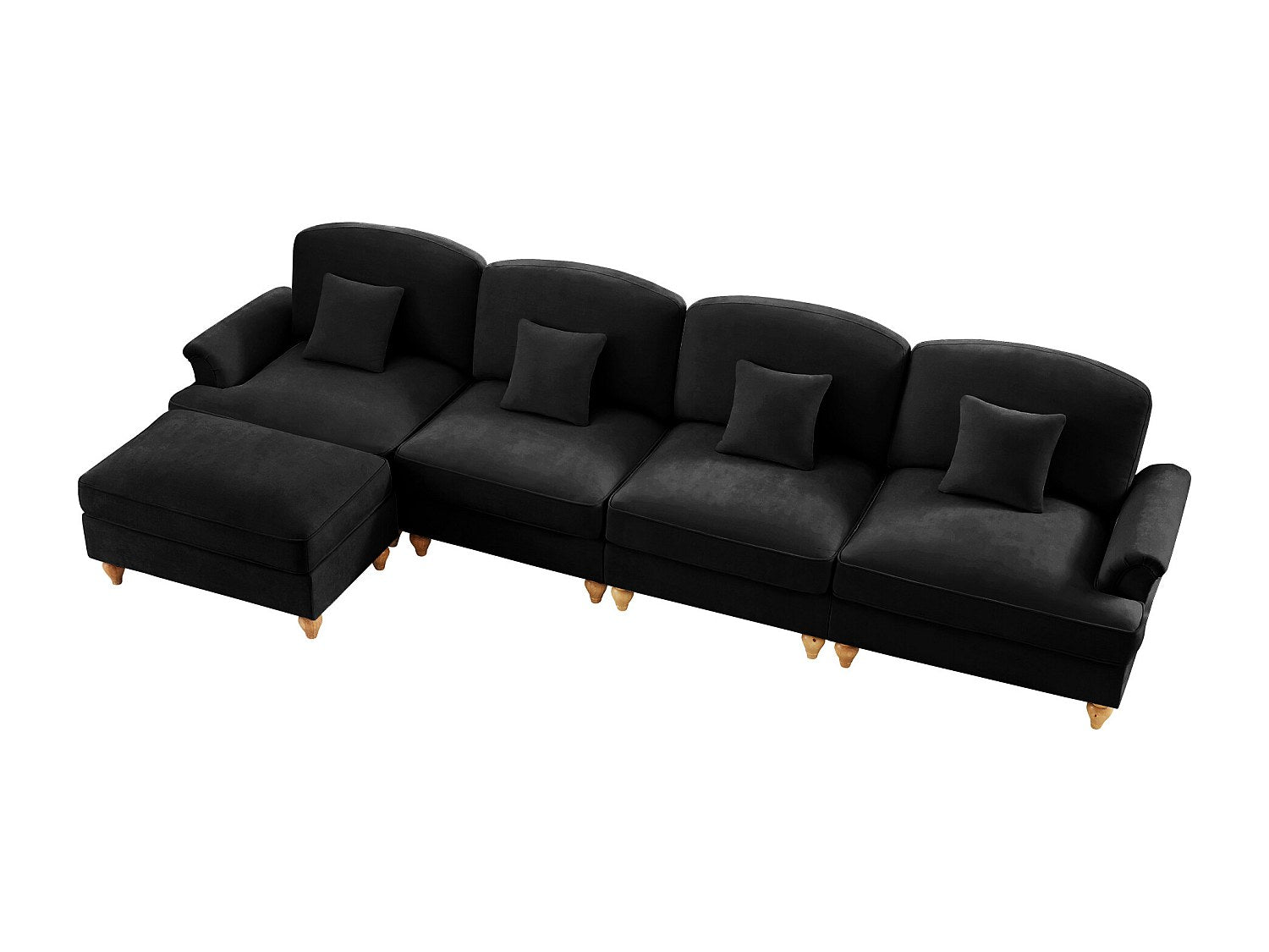 Angle pour canapé modulable 4 places noir tissu