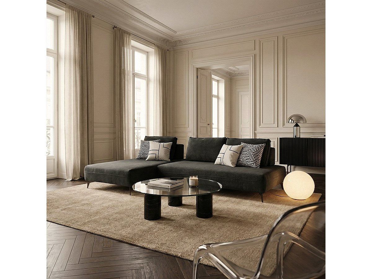 Canapé modulable 3 places noir tissu