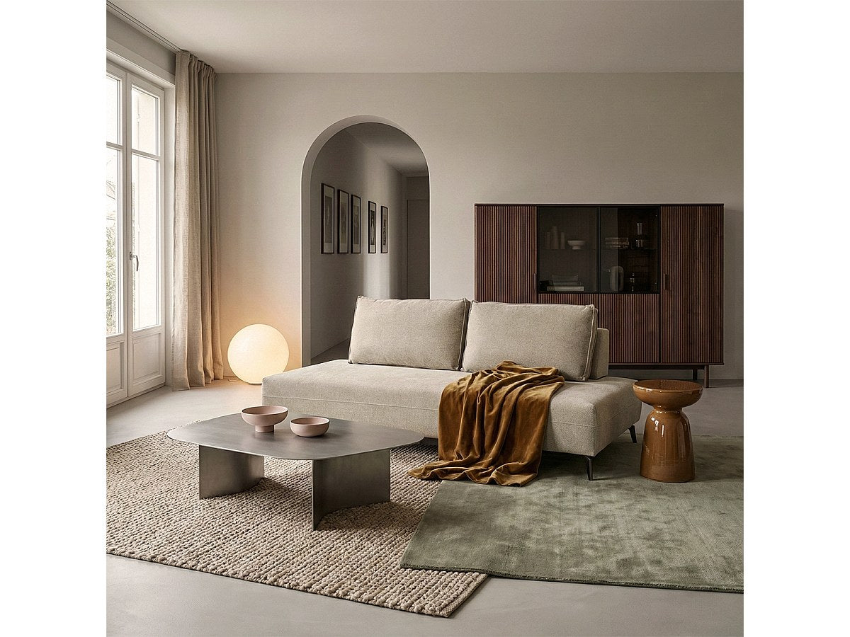 Canapé modulable 2 places beige tissu