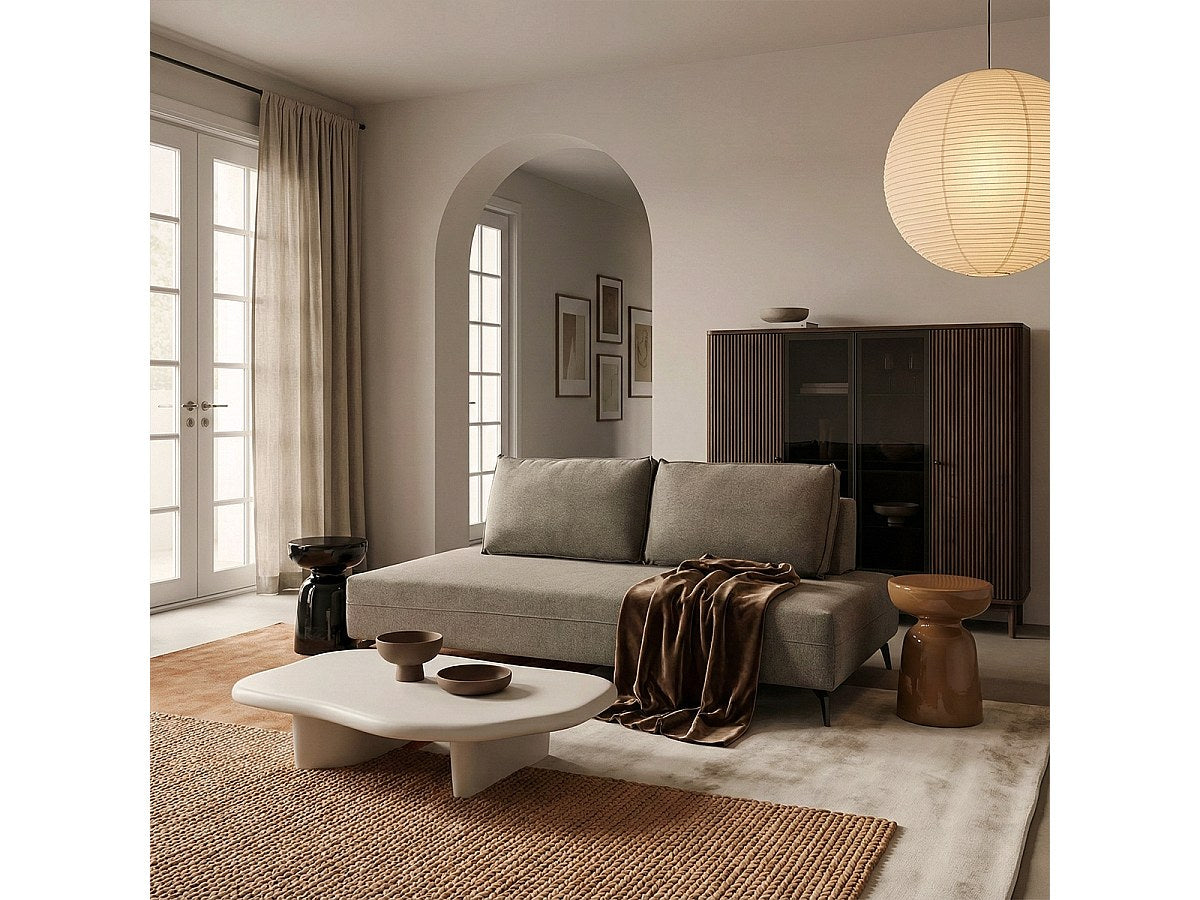 Canapé modulable 2 places marron tissu