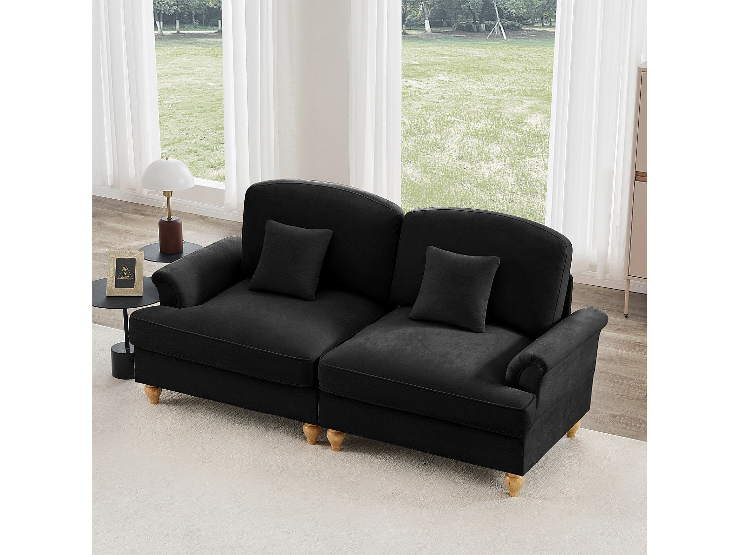 Pouf pour canapé modulable convertible noir tissu