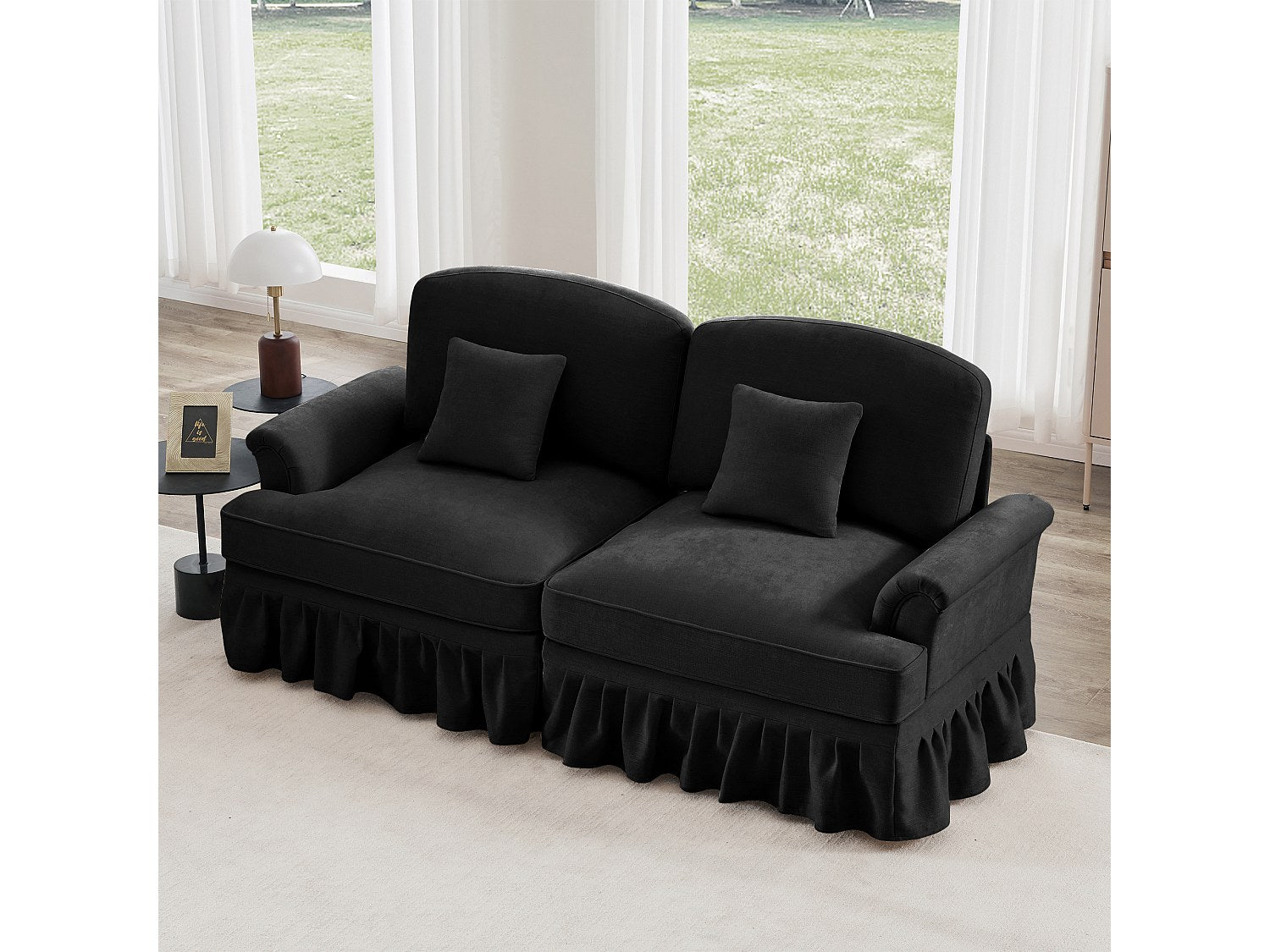 Pouf pour canapé modulable convertible noir tissu