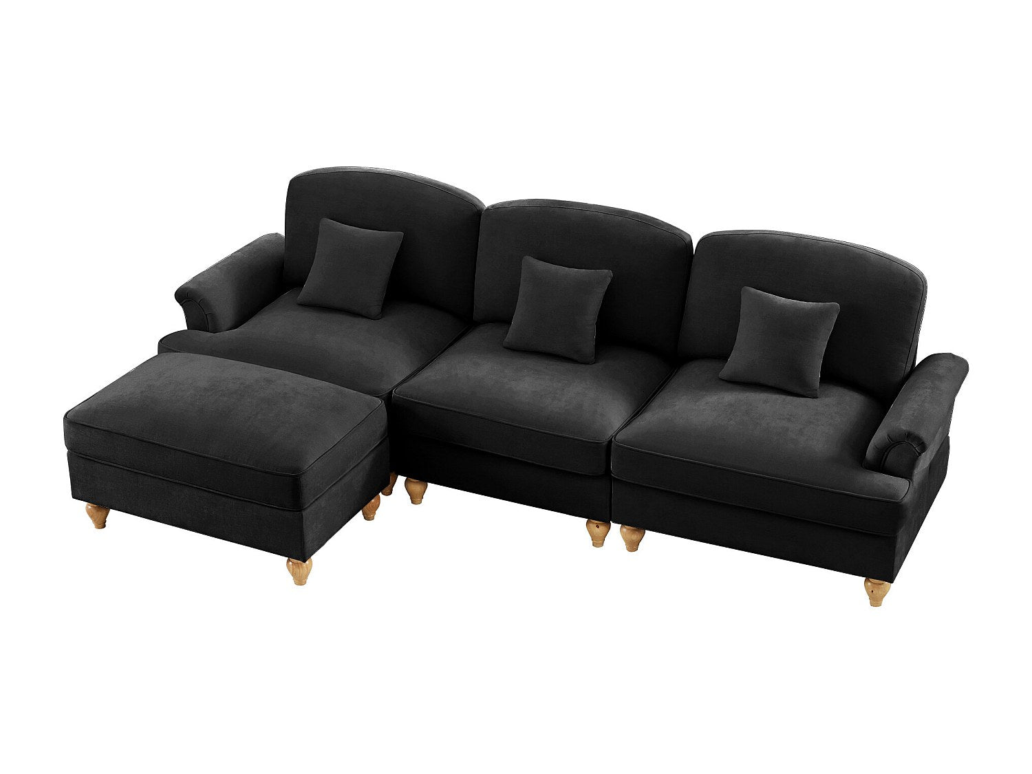 Angle pour canapé modulable convertible 3 places noir tissu