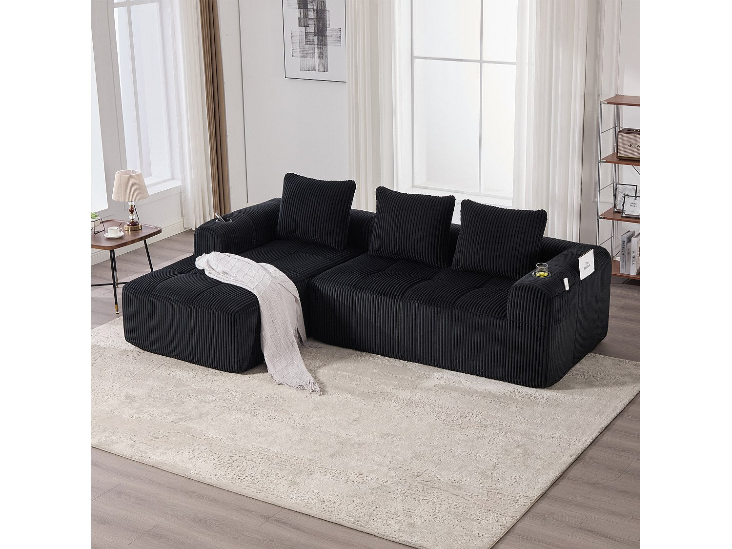 Canapé modulable noir velours