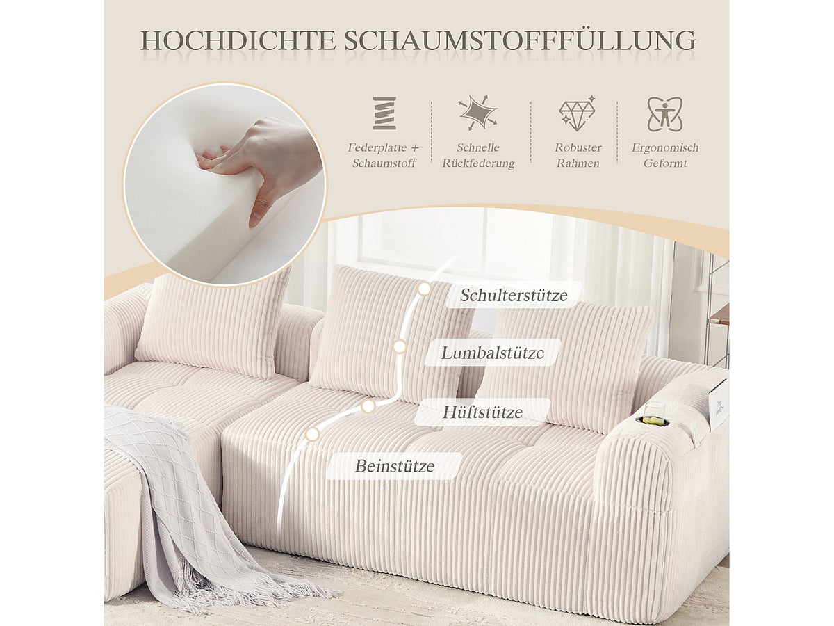 Canapé modulable beige velours
