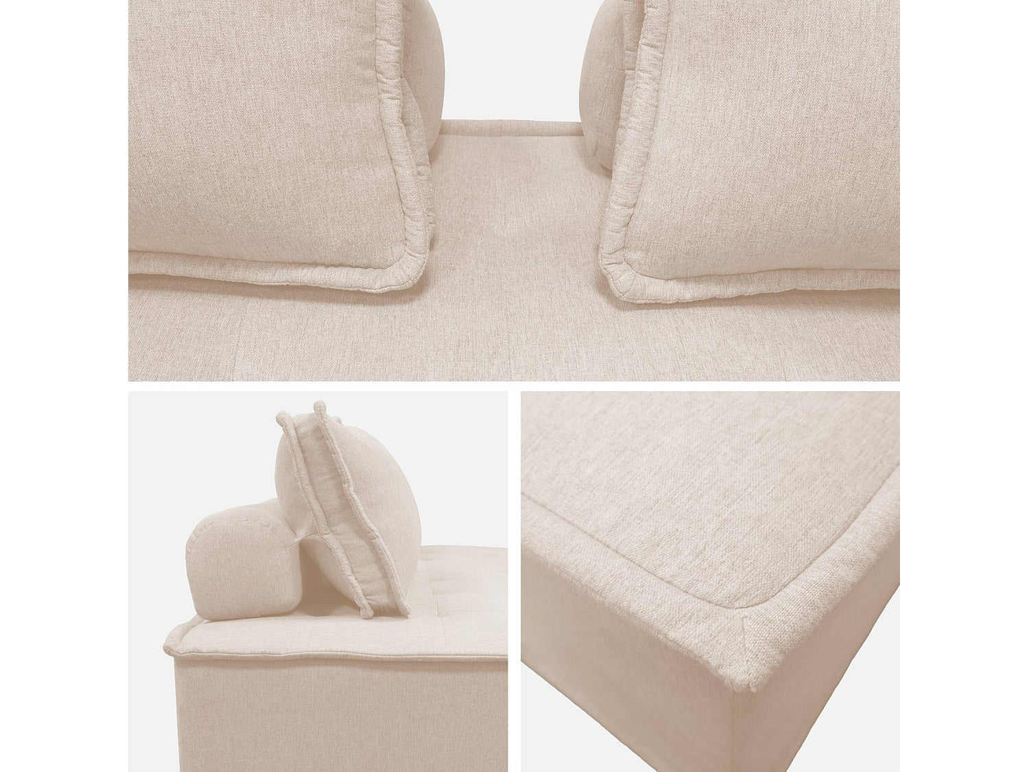 Chauffeuse modulable 2 places beige tissu